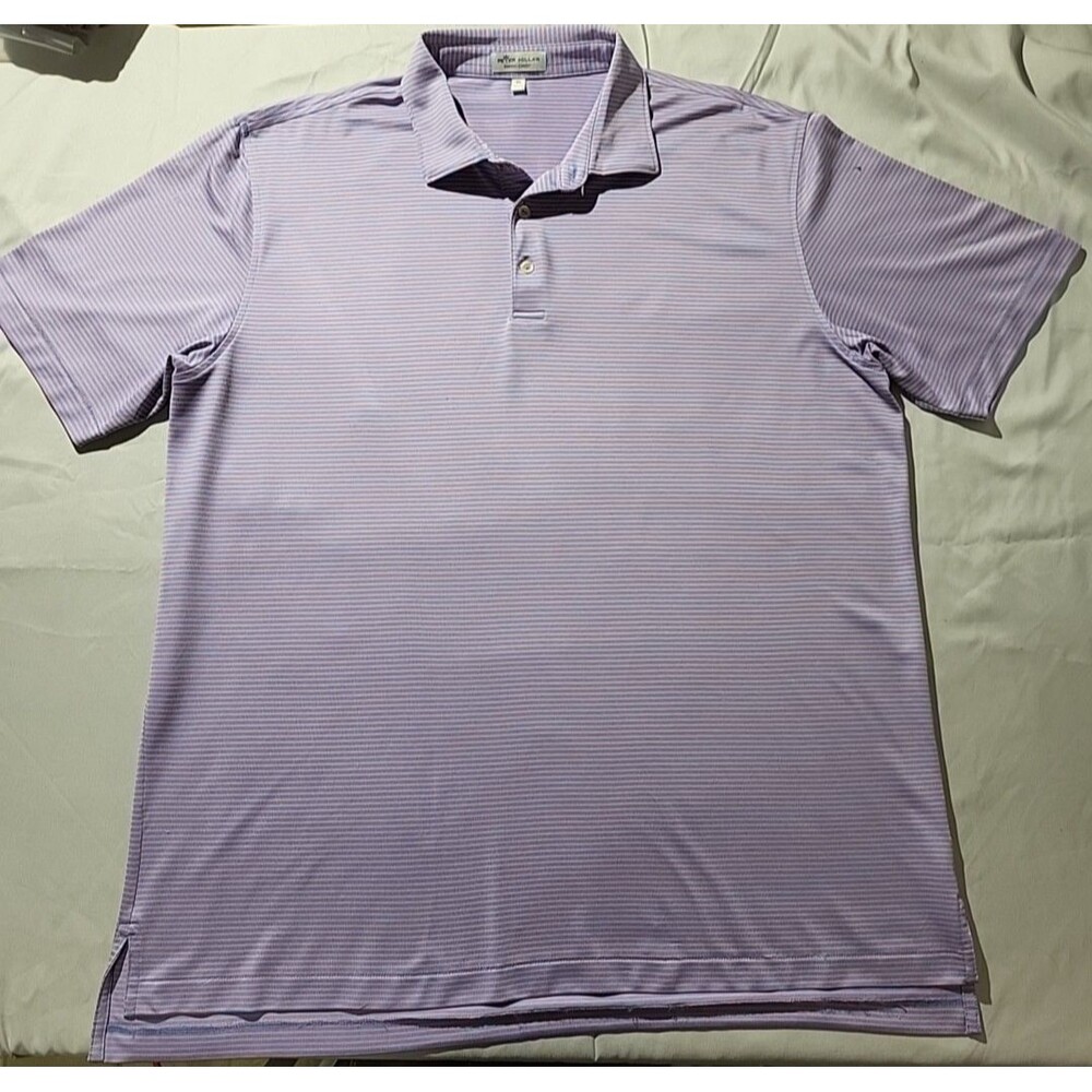 Peter Millar Polo Golf Shirt Mens XL Summer Comfort Blue & Pink Striped